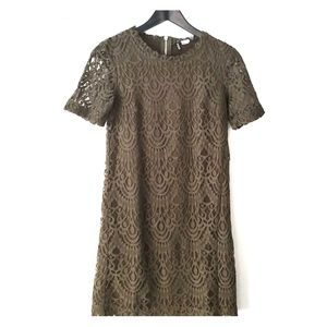 H&M Lace Mini Dress Olive Green 6